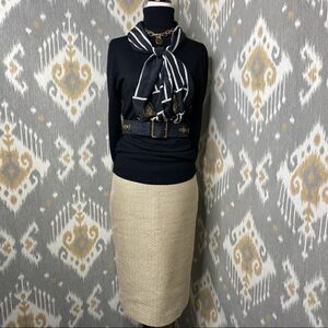 Ralph Lauren Gold Fleck Herringbone Pencil Skirt